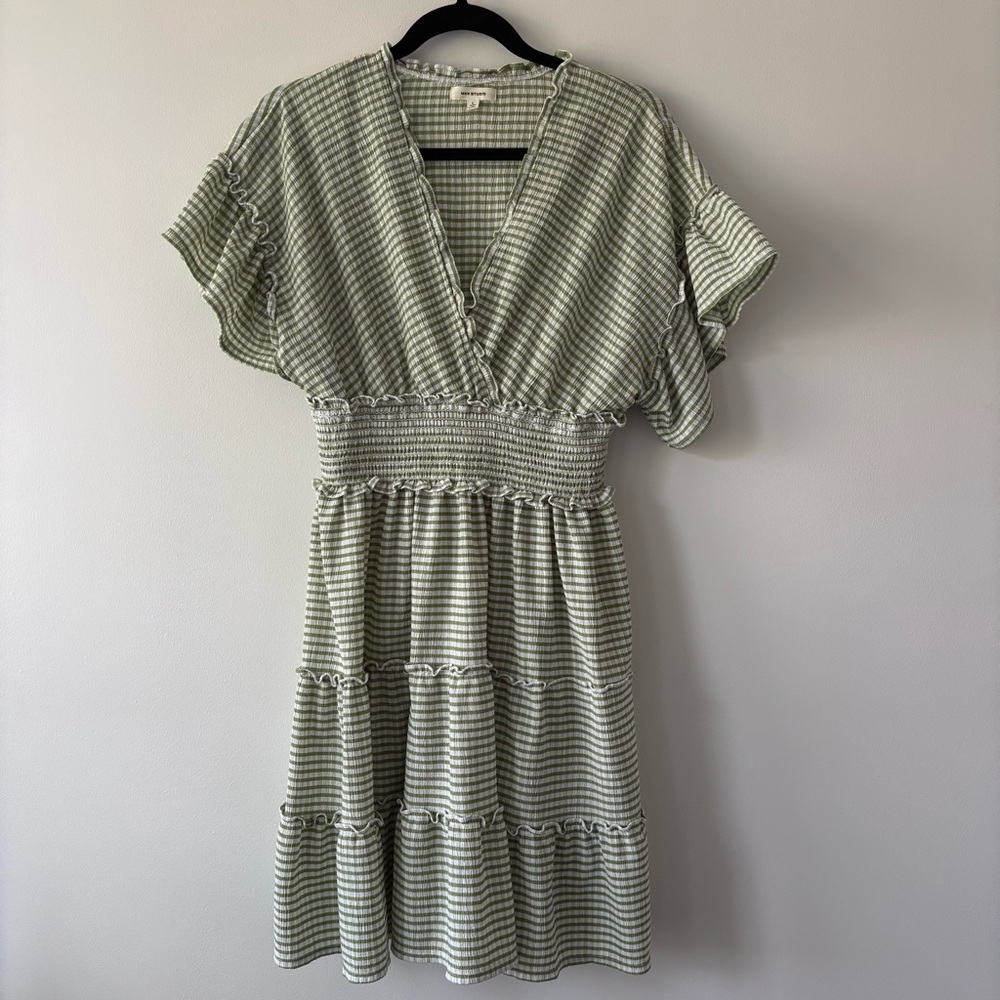 Max studio gingham checkered ruffle dress